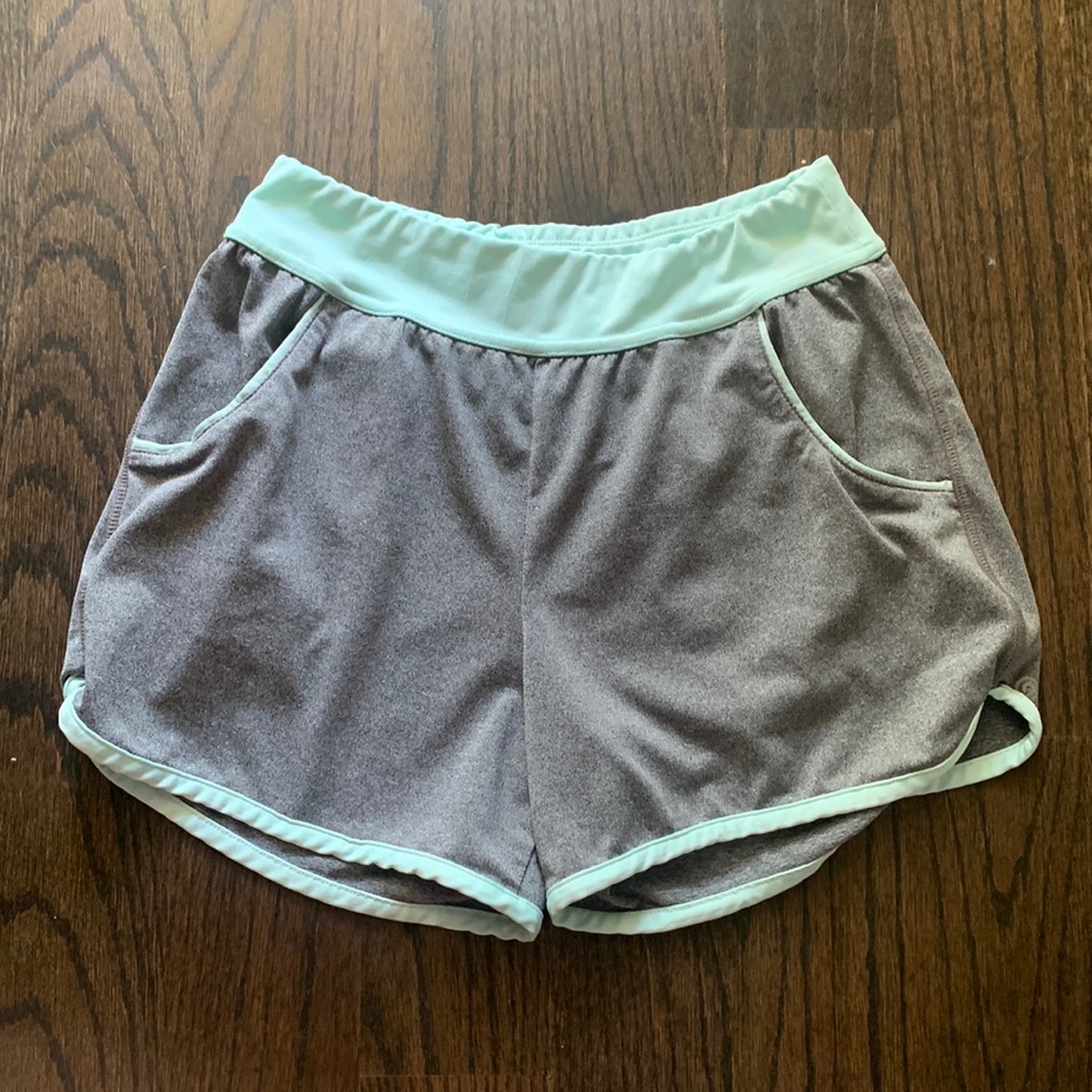Girl's gray and teal athletic shorts